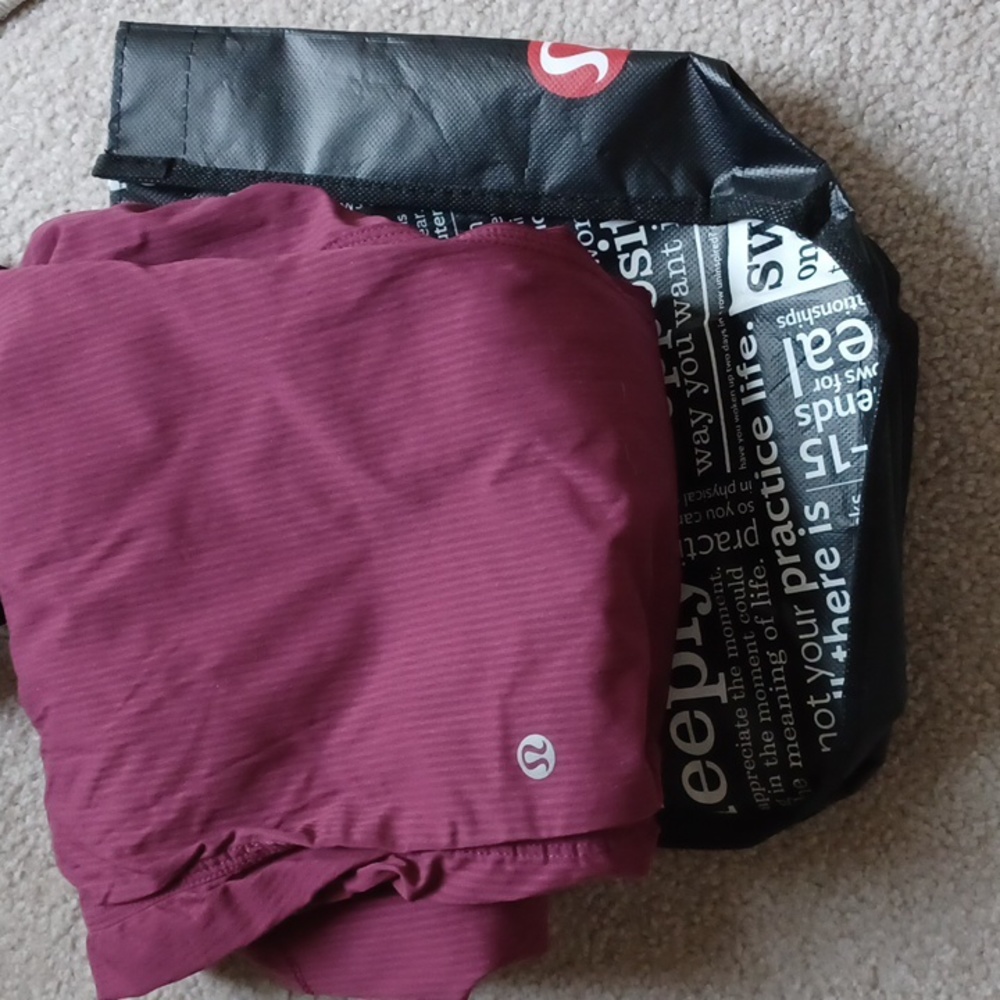 Lululemon Studio to Street Burgundy Pants Size 10 Women's with Tote Bag